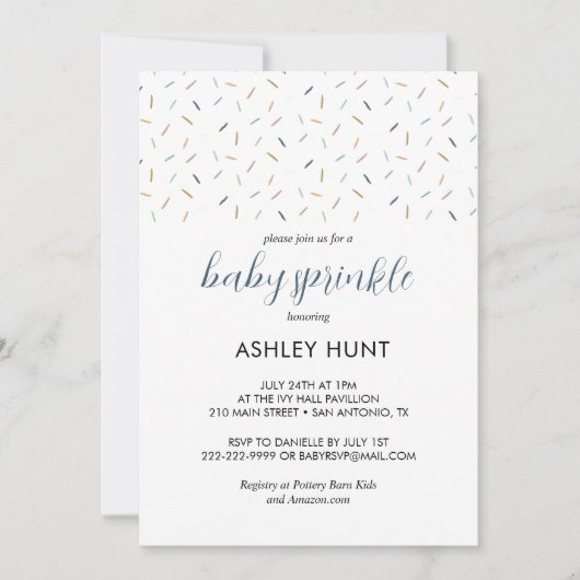 Moderne baby jongen sprinkle grijs blauwe uitnodig kaart (Voorkant)