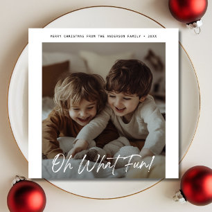 Moderne Baby kerstfoto Oh wat leuk Bourgondië Feestdagenkaart