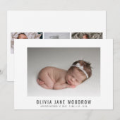 Moderne Baby Meisje Foto Collage Geboorte Aankondi (Voorkant / Achterkant)