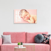 Moderne Baby Meisje Foto Geboorte Statistieken Kee Canvas Afdruk (Insitu (Woonkamer))