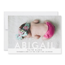 Moderne Baby Meisje Fotonaam Geboorteaankondiging