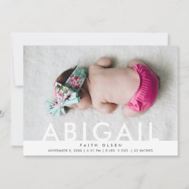 Moderne Baby Meisje Fotonaam Geboorteaankondiging Aankondiging