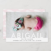 Moderne Baby Meisje Fotonaam Geboorteaankondiging Aankondiging (Voorkant / Achterkant)