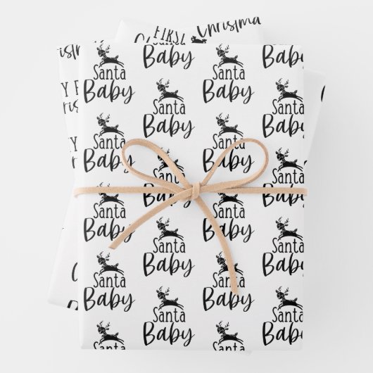Moderne Baby met zwart-wit, eerste kerstcadeau Inpakpapier Vel (In situ)