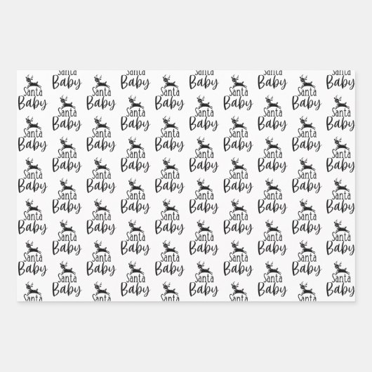 Moderne Baby met zwart-wit, eerste kerstcadeau Inpakpapier Vel (Voorkant)
