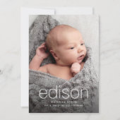 Moderne baby naam 3 foto geboorte aankondiging (Voorkant)