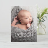 Moderne baby naam 3 foto geboorte aankondiging (Staand voorkant)