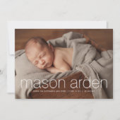 Moderne baby naam 3 foto geboorte aankondiging (Voorkant)