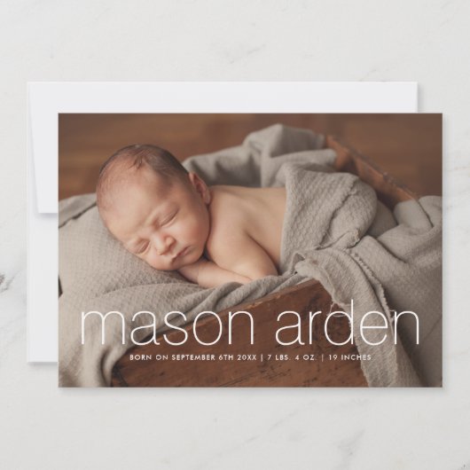 Moderne baby naam 3 foto geboorte aankondiging (Voorkant)