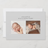 Moderne baby naam 3 foto geboorte aankondiging (Achterkant)