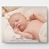 Moderne Baby Nursery Photo Script Name Birth Stats Fotoplaat (Voorkant)