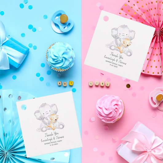 Moderne Baby Olifant en Hond Dank u Bedankjes Labels