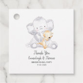 Moderne Baby Olifant en Hond Dank u Bedankjes Labels (Voorkant)