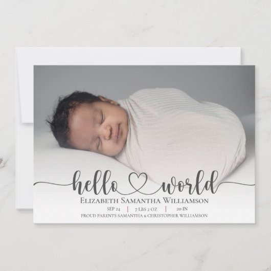 Moderne Baby Photo Aankondiging Elegant Script (Voorkant)