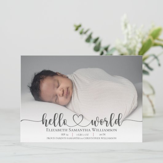 Moderne Baby Photo Aankondiging Elegant Script (Staand voorkant)