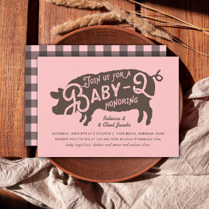 Moderne Baby Q BBQ Baby shower Vintage Typografie Kaart