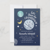 Moderne Baby shower Aftellen Buitenspatie Maan Kaart (Voorkant)