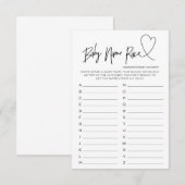 Moderne Baby shower Baby hartkaart Race Game Informatiekaartje (Voorkant / Achterkant)