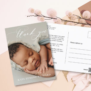 Moderne Baby Shower Bedank Foto Geboorteaankondigi Briefkaart