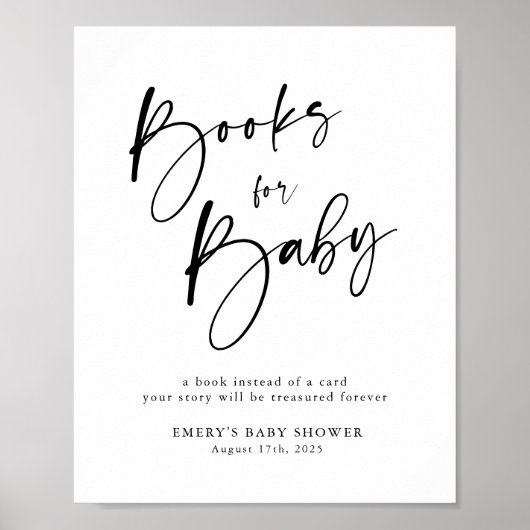 Moderne Baby shower Boeken voor Baby Sign Poster (Voorkant)