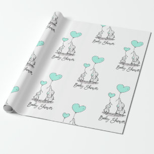 Moderne BABY SHOWER Elephant MINT & Grey Gift Cadeaupapier