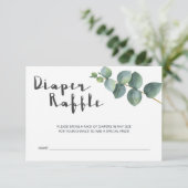 Moderne Baby shower Eucalyptus Diaper Raffle Informatiekaartje (Staand voorkant)