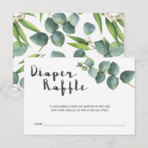 Moderne Baby shower Eucalyptus Diaper Raffle