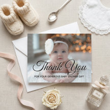 Moderne Baby Shower Foto Bedankkaart