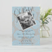 Moderne BABY SHOWER FOTO JONGENS Uitnodigingen (Staand voorkant)