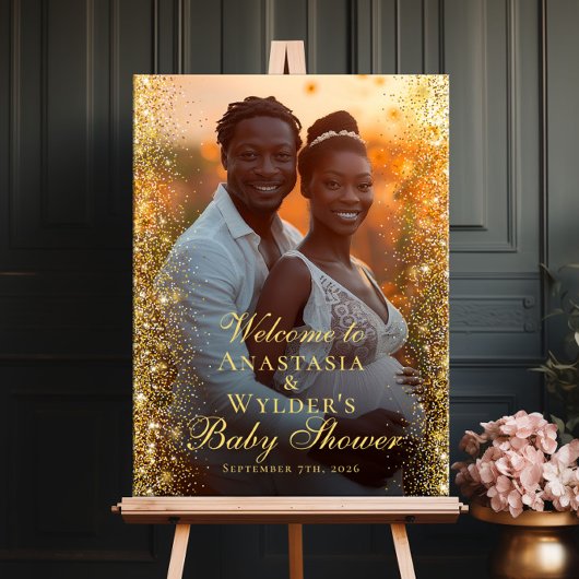 Moderne baby shower foto welkom poster