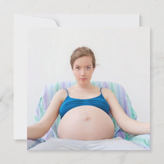 Moderne Baby Shower Fun Klaar om te Knallen Foto Kaart (Achterkant)