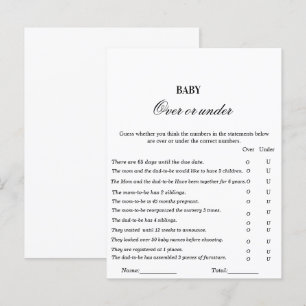Moderne baby shower game over of onder game briefkaart