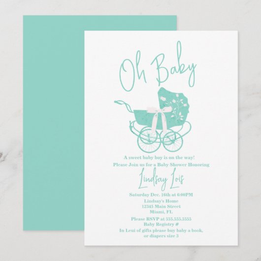 Moderne Baby shower Genderneutrale uitnodiging (Voorkant / Achterkant)