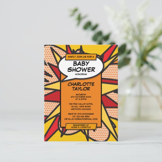 Moderne Baby Shower Geslacht Onthulling Fun Foto Uitnodiging Briefkaart (Staand voorkant)