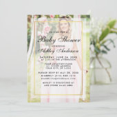 Moderne Baby shower Gold Pink Overlay Foto Kaart (Staand voorkant)