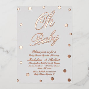 Moderne Baby shower Gold Stippen geperst Folie Uitnodiging