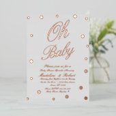 Moderne Baby shower Gold Stippen geperst Folie Uitnodiging (Staand Voorkant)