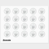 Moderne Baby shower grijs en wit Ronde Sticker (Vel)