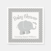 Moderne Baby shower grijs en wit Servet (Voorkant)