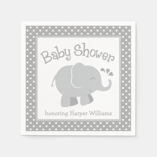 Moderne Baby shower grijs en wit Servet (Voorkant)
