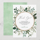 Moderne Baby shower met botanische eucalyptus Gree Bedankkaart (Voorkant / Achterkant)