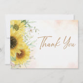 Moderne Baby shower met eenvoudige zonnebloem Bedankkaart (Voorkant)