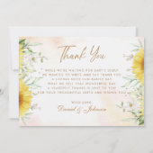 Moderne Baby shower met eenvoudige zonnebloem Bedankkaart (Achterkant)