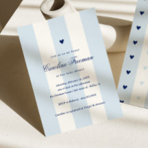Moderne Baby Shower met Hartjes en Blauwe Strepen 