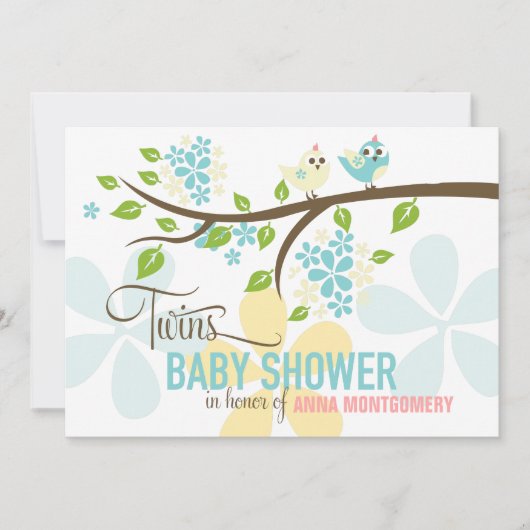 Moderne Baby shower met tweelingstaarten voor voge Kaart (Voorkant)
