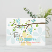 Moderne Baby shower met tweelingstaarten voor voge Kaart (Staand voorkant)