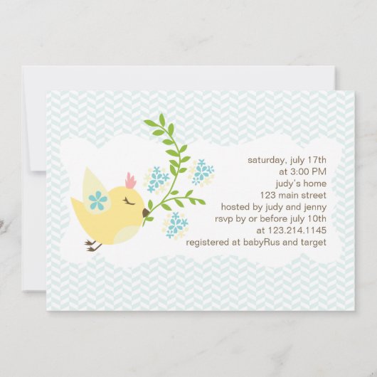 Moderne Baby shower met tweelingstaarten voor voge Kaart (Achterkant)