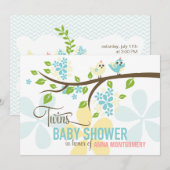 Moderne Baby shower met tweelingstaarten voor voge Kaart (Voorkant / Achterkant)