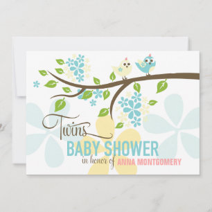 Moderne Baby shower met tweelingstaarten voor voge Kaart