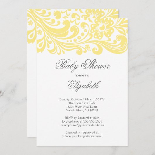 Moderne Baby shower met zachte, geelbruin vezel Kaart (Voorkant / Achterkant)